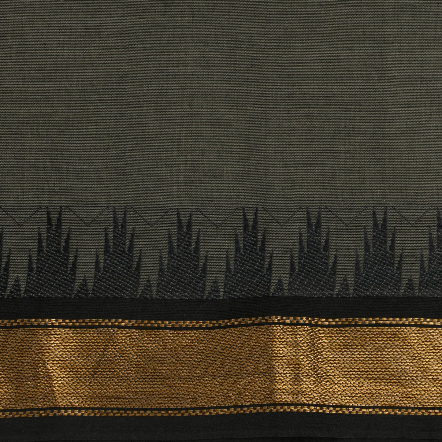 Grey And Black Kanchi Cotton Saree For Office Wear PV MM KC 359