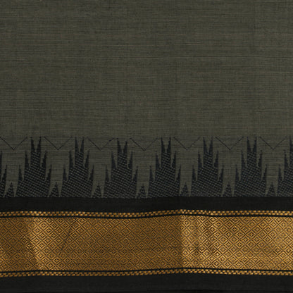 Grey And Black Kanchi Cotton Saree For Office Wear PV MM KC 359