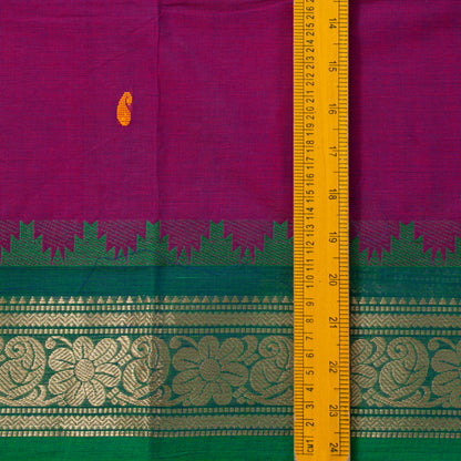 Magenta And Green Kanchi Cotton Saree PV MM KC 156