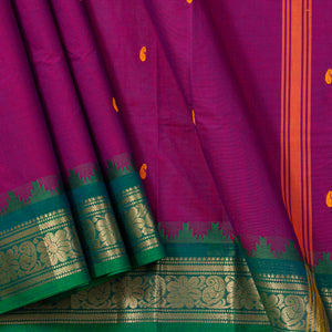 Magenta And Green Kanchi Cotton Saree PV MM KC 156