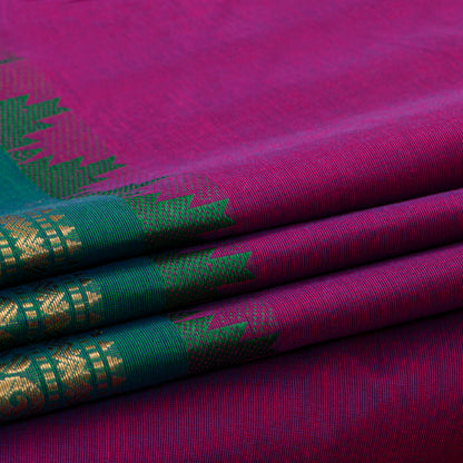 Magenta And Green Kanchi Cotton Saree PV MM KC 156