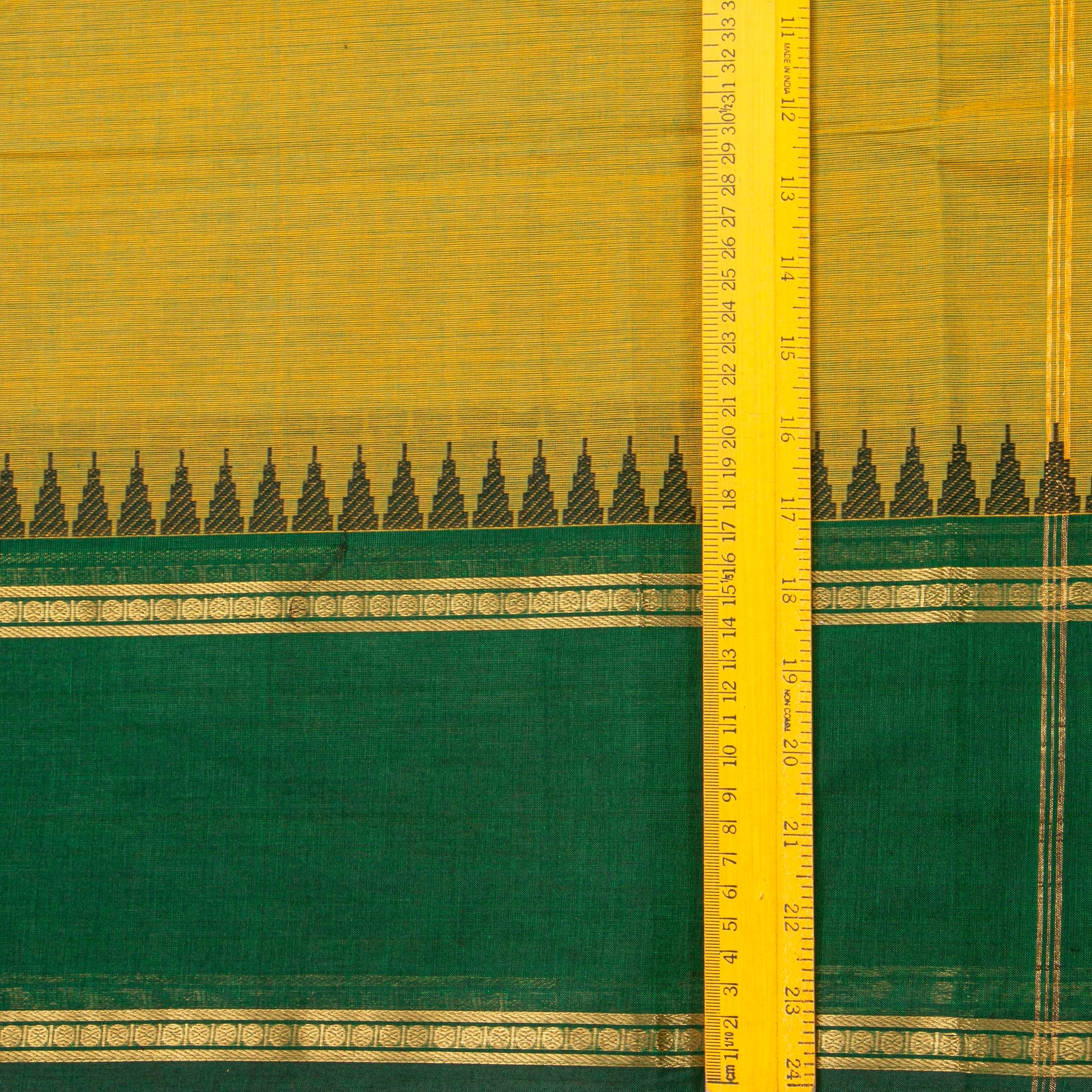 Mustard Kanchi Cotton Saree Ganga Jamuna Border For Festive Wear PV MM KC 703 - Cotton Saree - Panjavarnam PV MM KC 703