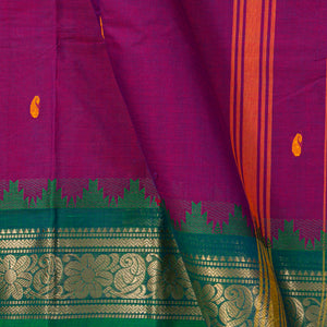 Magenta And Green Kanchi Cotton Saree PV MM KC 156