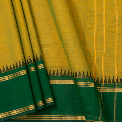 Mustard Kanchi Cotton Saree Ganga Jamuna Border For Festive Wear PV MM KC 703 - Cotton Saree - Panjavarnam PV MM KC 703