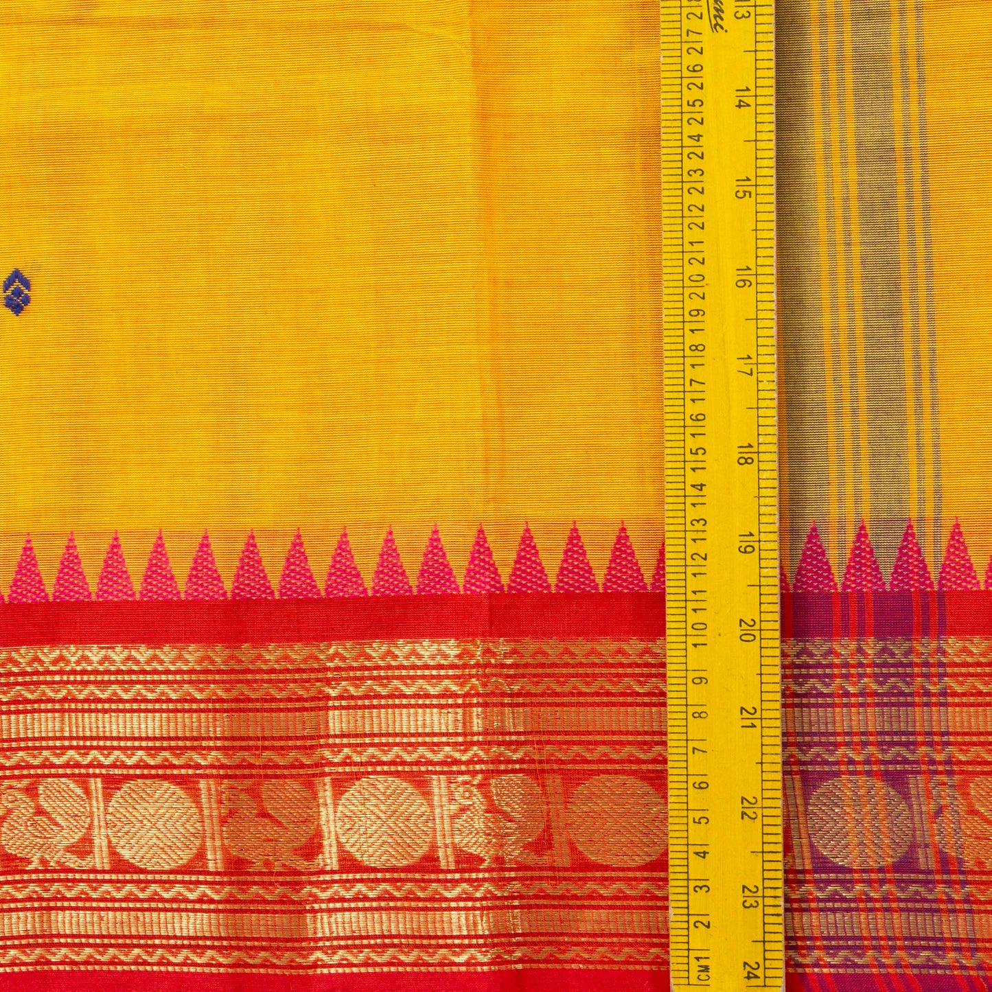 Yellow Kanchi Cotton Saree Ganga Jamuna Border PV MM KC 175