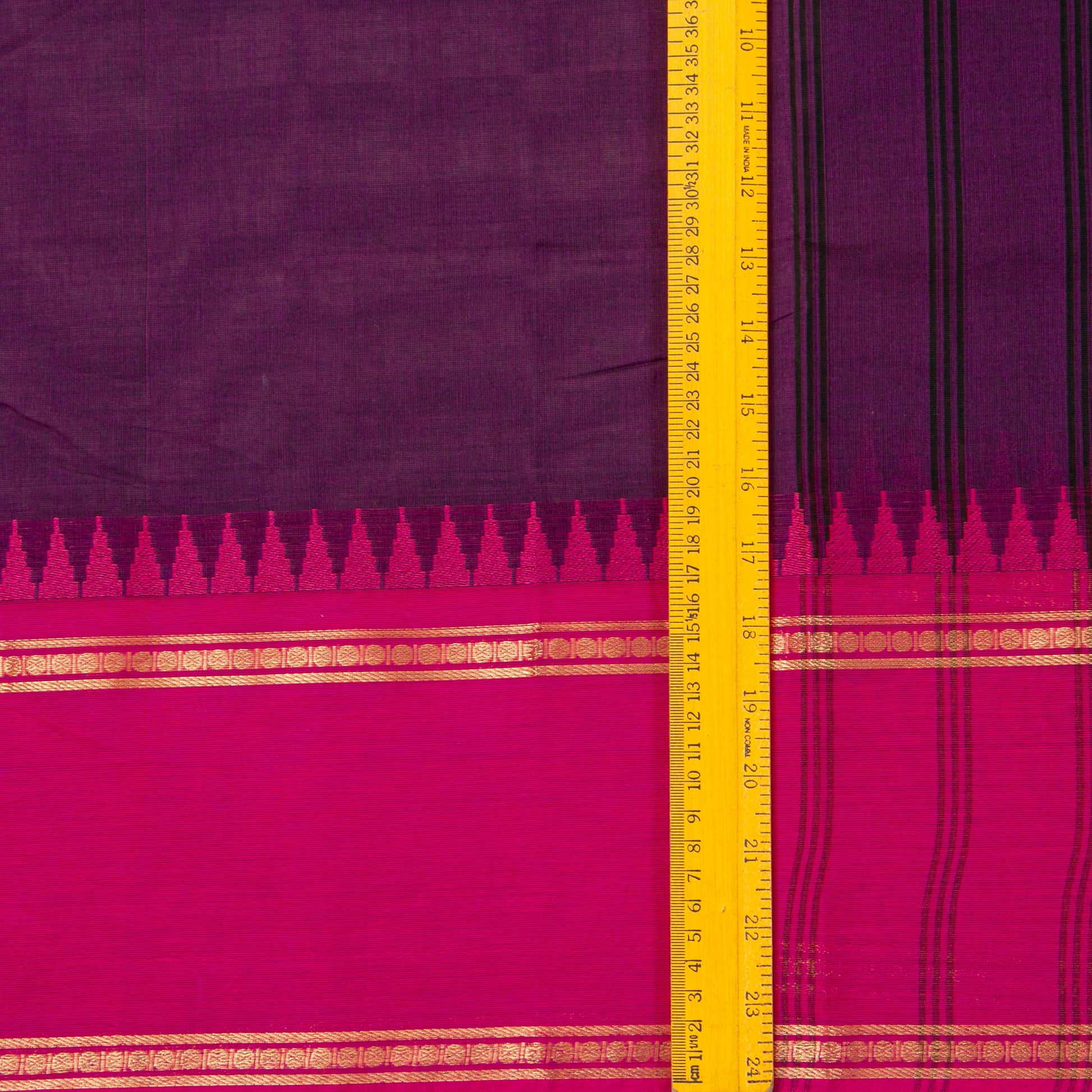 Purple Kanchi Cotton Saree Ganga Jamuna Border For Festive Wear PV MM KC 708 - Cotton Saree - Panjavarnam PV MM KC 708