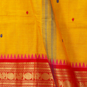 Yellow Kanchi Cotton Saree Ganga Jamuna Border PV MM KC 175