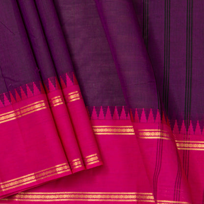 Purple Kanchi Cotton Saree Ganga Jamuna Border For Festive Wear PV MM KC 708 - Cotton Saree - Panjavarnam PV MM KC 708