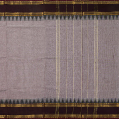 Fawn And Brown Kanchi Cotton Saree WIth Temple Border For Festive Wear PV MM KC 341