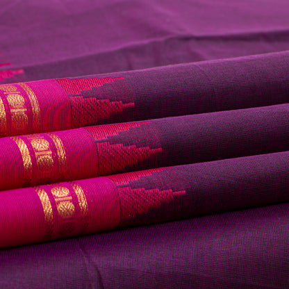 Purple Kanchi Cotton Saree Ganga Jamuna Border For Festive Wear PV MM KC 708 - Cotton Saree - Panjavarnam PV MM KC 708