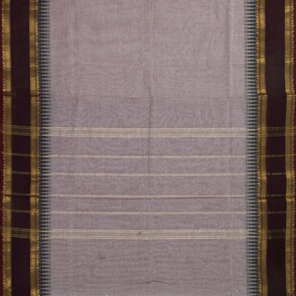 Fawn And Brown Kanchi Cotton Saree WIth Temple Border For Festive Wear PV MM KC 341