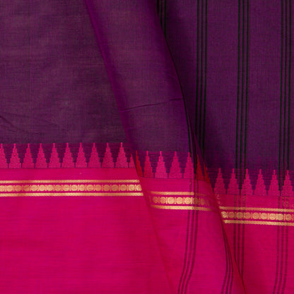 Purple Kanchi Cotton Saree Ganga Jamuna Border For Festive Wear PV MM KC 708 - Cotton Saree - Panjavarnam PV MM KC 708
