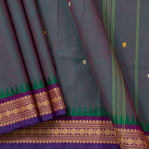 Blue And Magenta Kanchi Cotton Saree Ganga Jamuna Border PV MM KC 160