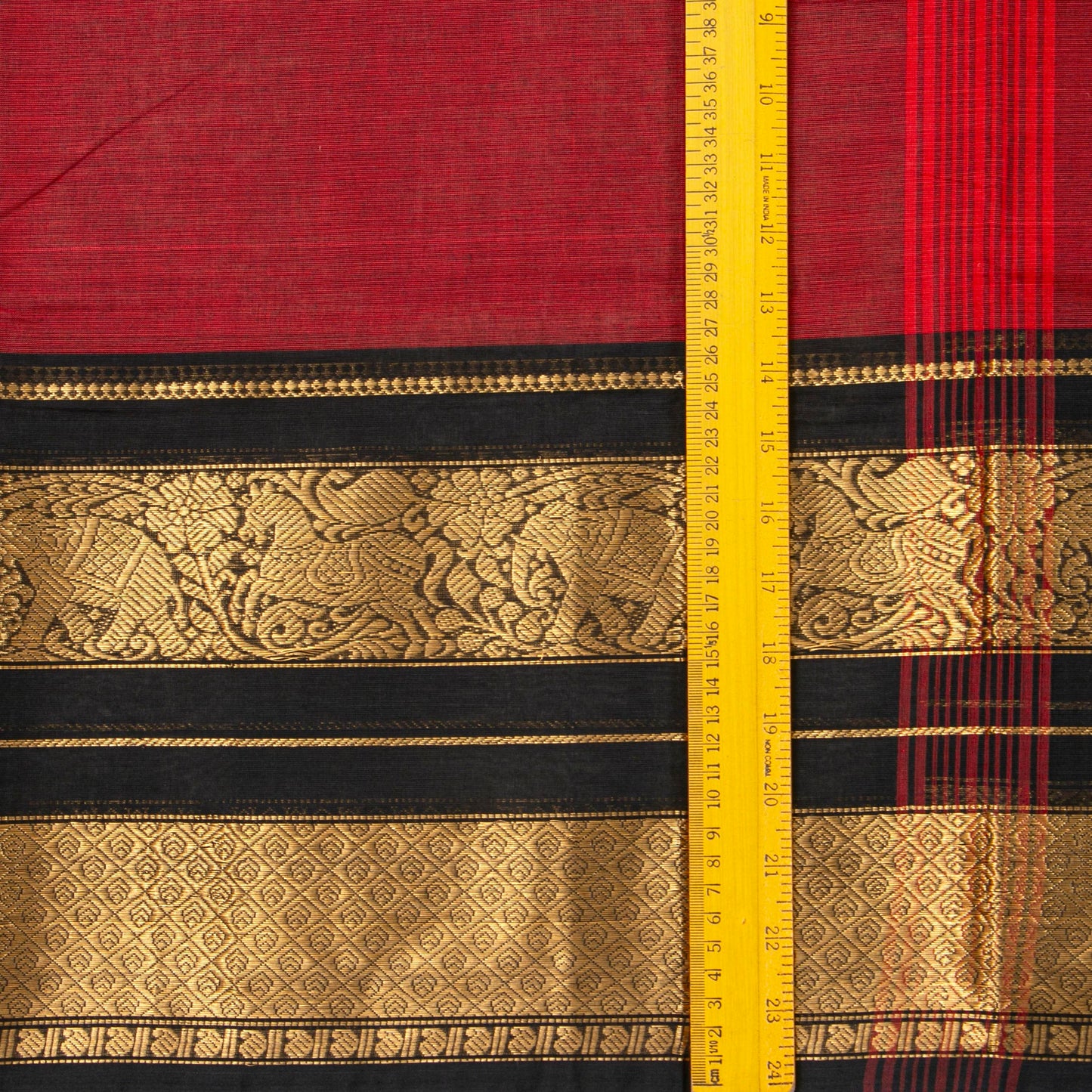 Maroon And Black Kanchi Cotton Saree For Festive Wear PV MM KC 714 - Cotton Saree - Panjavarnam PV MM KC 714