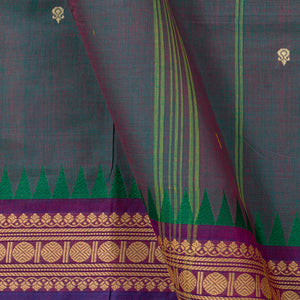 Blue And Magenta Kanchi Cotton Saree Ganga Jamuna Border PV MM KC 160