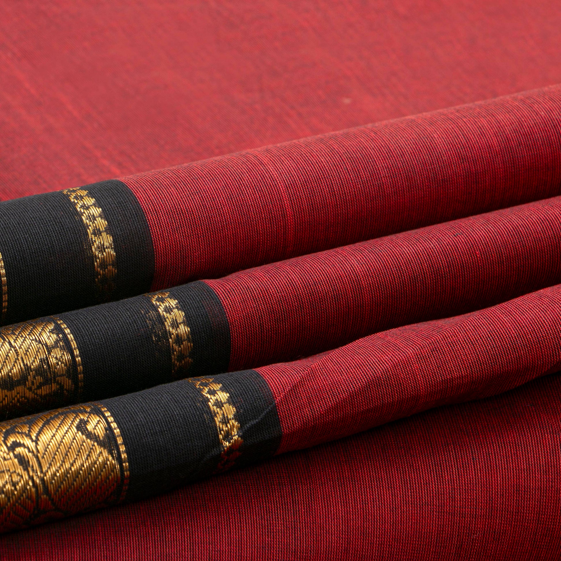 Maroon And Black Kanchi Cotton Saree For Festive Wear PV MM KC 714 - Cotton Saree - Panjavarnam PV MM KC 714