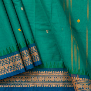 Green Kanchi Cotton Saree Ganga Jamuna Border PV MM KC 171