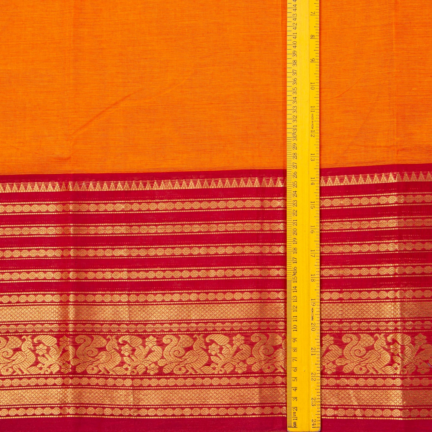 Yellow And Red Kanchi Cotton Saree For Festive Wear PV MM KC 719 - Cotton Saree - Panjavarnam PV MM KC 719