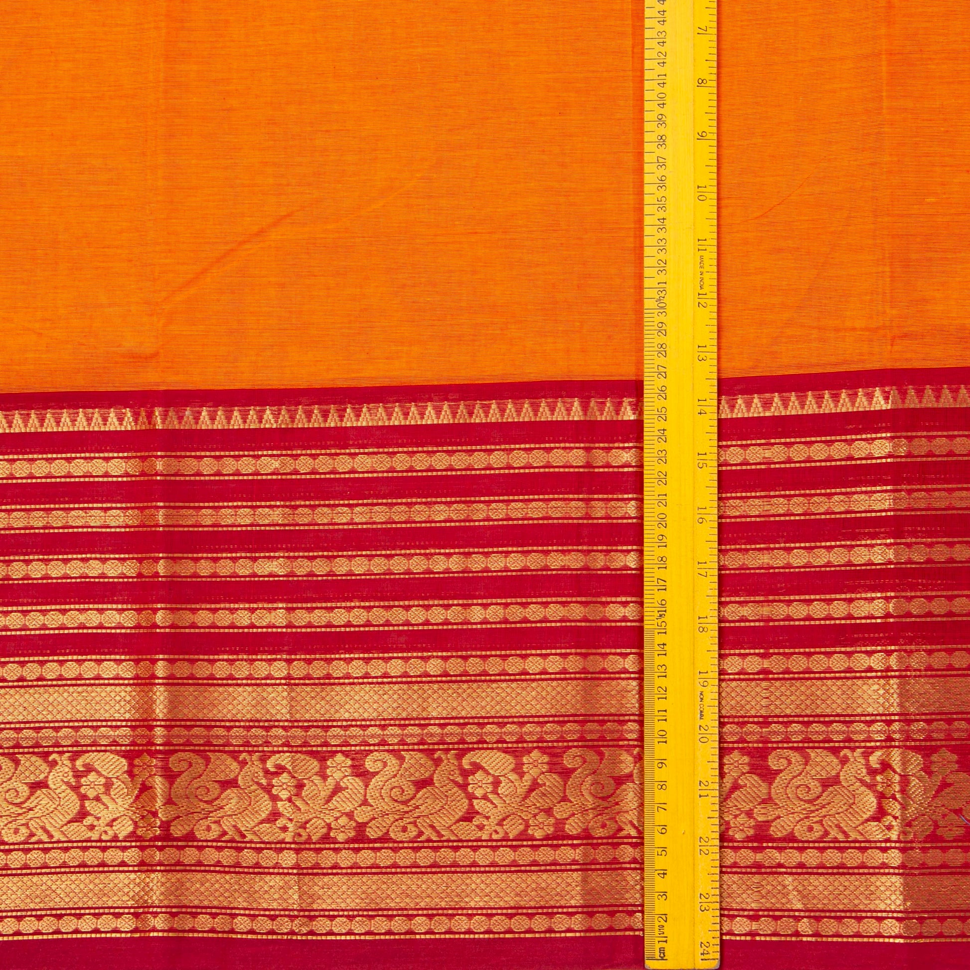 Yellow And Red Kanchi Cotton Saree For Festive Wear PV MM KC 719 - Cotton Saree - Panjavarnam PV MM KC 719