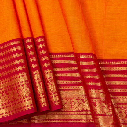Yellow And Red Kanchi Cotton Saree For Festive Wear PV MM KC 719 - Cotton Saree - Panjavarnam PV MM KC 719
