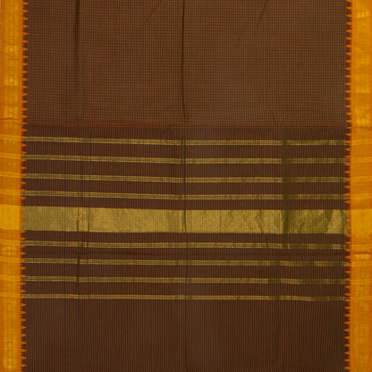 Brown And Orange Kanchi Cotton Saree For Festive Wear PV MM KC 348