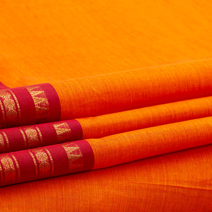 Yellow And Red Kanchi Cotton Saree For Festive Wear PV MM KC 719 - Cotton Saree - Panjavarnam PV MM KC 719