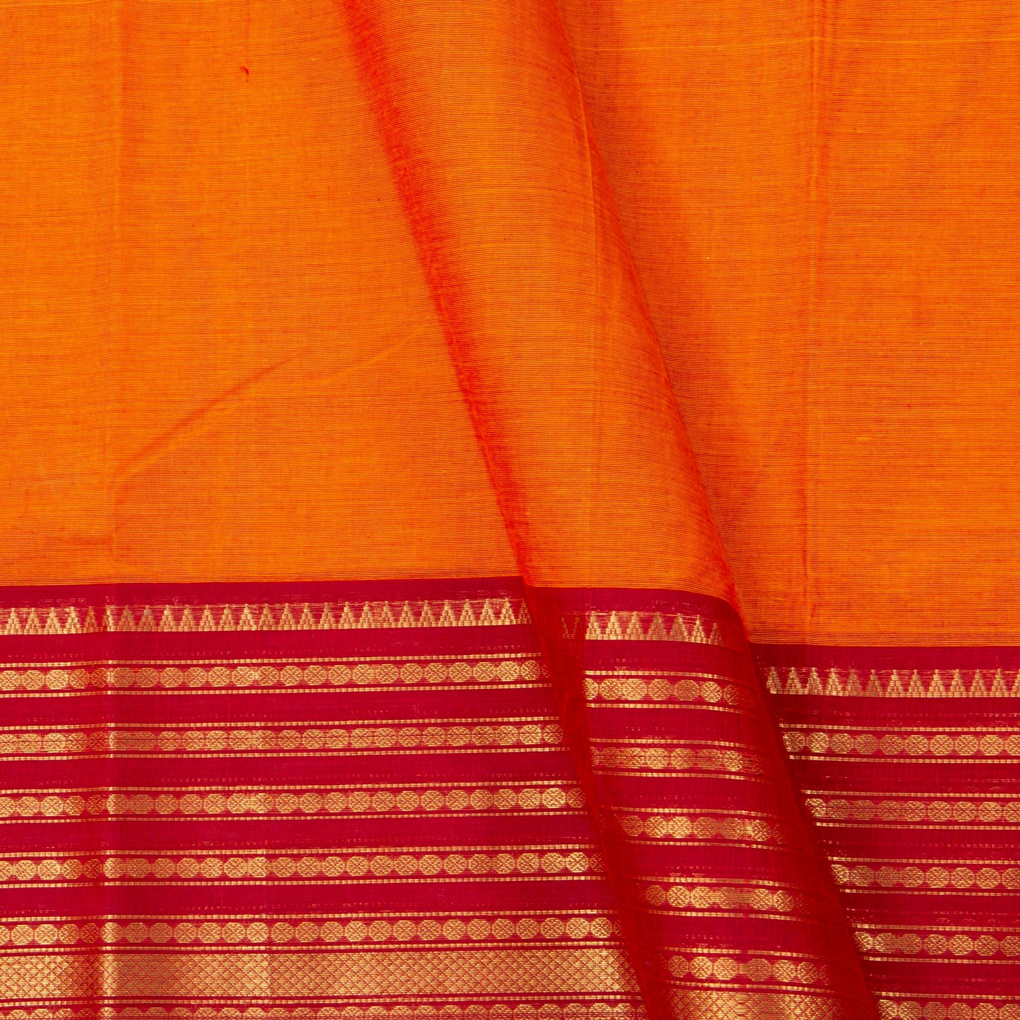 Yellow And Red Kanchi Cotton Saree For Festive Wear PV MM KC 719 - Cotton Saree - Panjavarnam PV MM KC 719