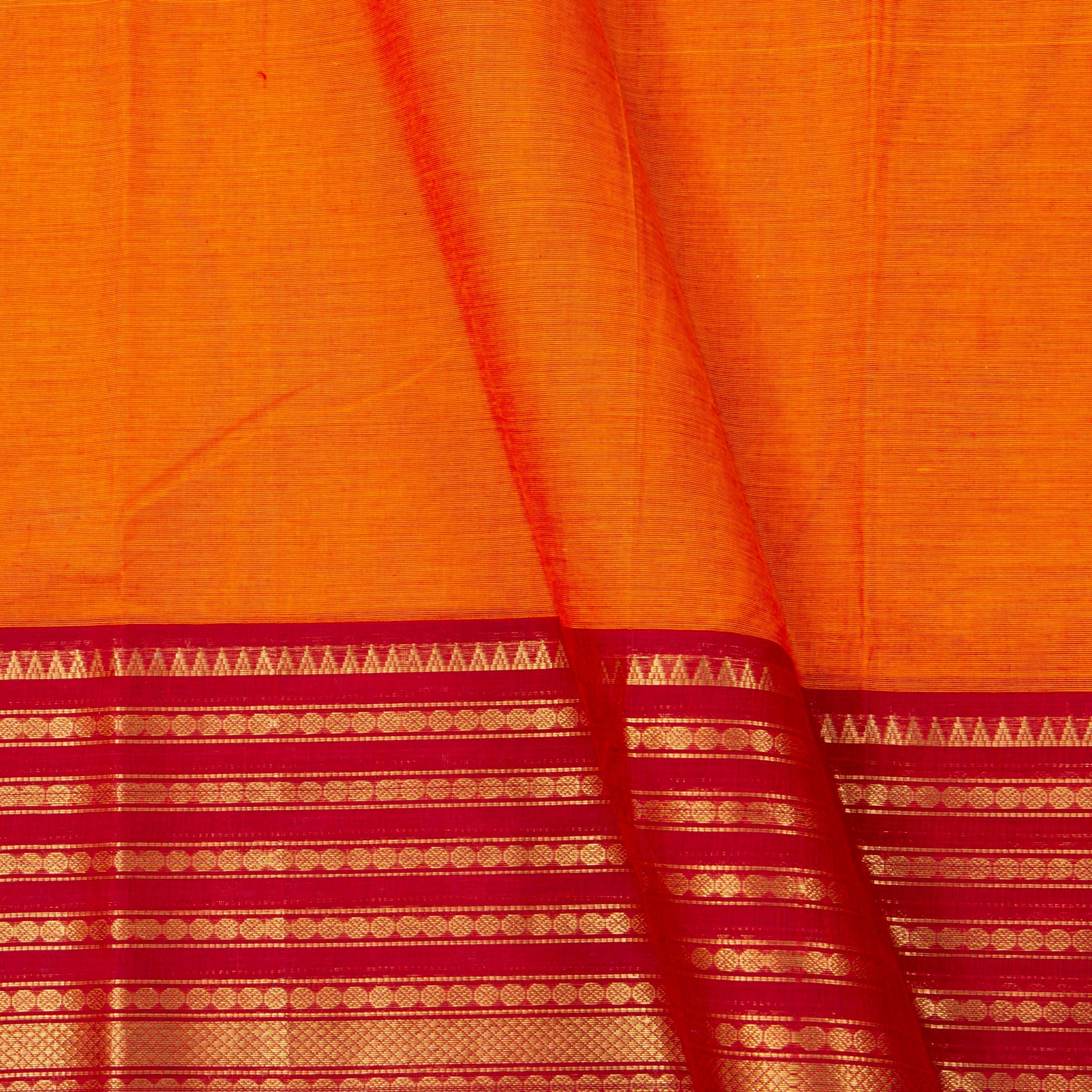 Yellow And Red Kanchi Cotton Saree For Festive Wear PV MM KC 719 - Cotton Saree - Panjavarnam PV MM KC 719