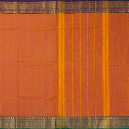 Orange And Green Kanchi Cotton Saree For Festive Wear PV MM KC 328