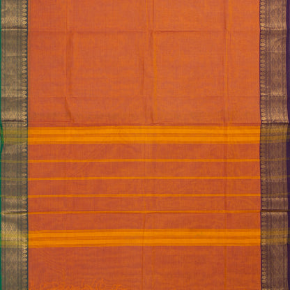 Orange And Green Kanchi Cotton Saree For Festive Wear PV MM KC 328