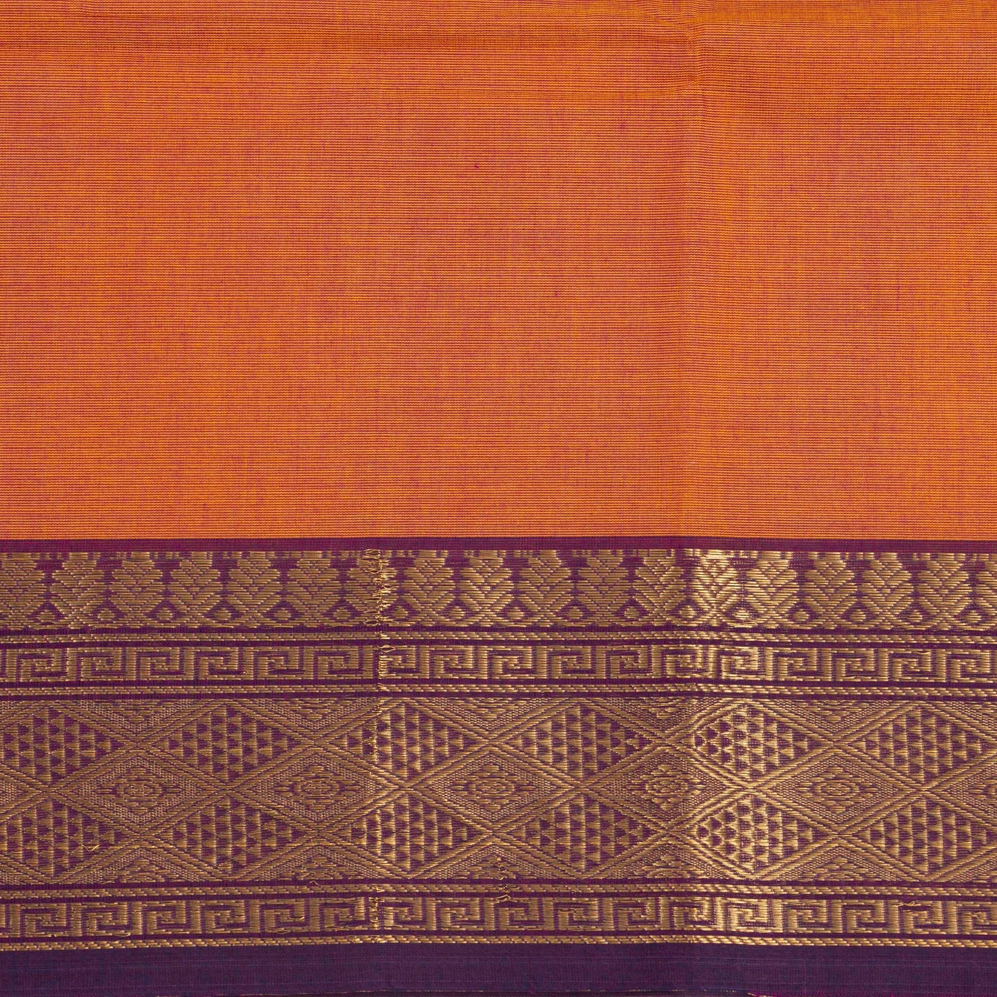 Orange And Green Kanchi Cotton Saree For Festive Wear PV MM KC 328