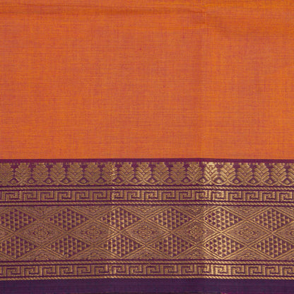 Orange And Green Kanchi Cotton Saree For Festive Wear PV MM KC 328