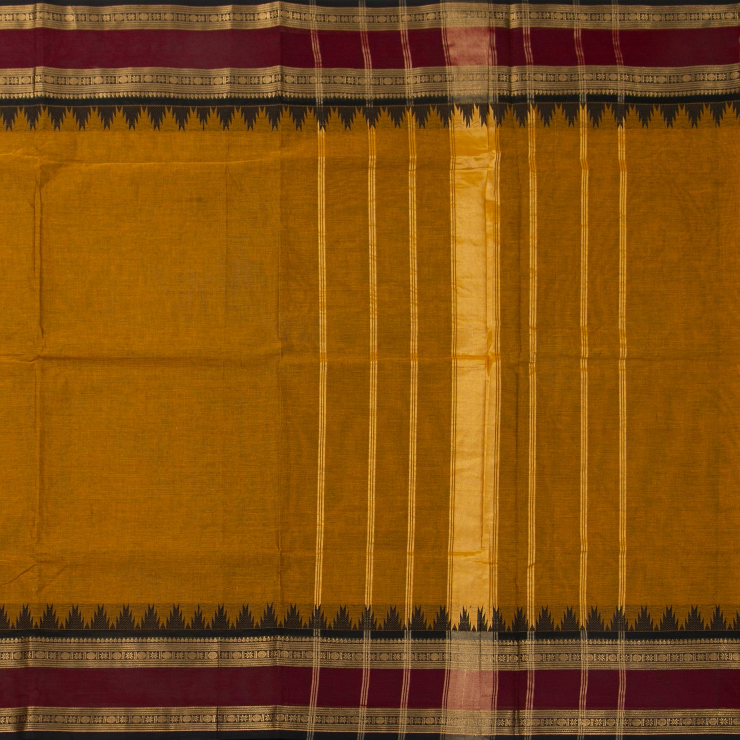 Mustard And Maroon Kanchi Cotton Saree For Festive Wear PV MM KC 370