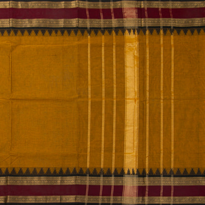 Mustard And Maroon Kanchi Cotton Saree For Festive Wear PV MM KC 370