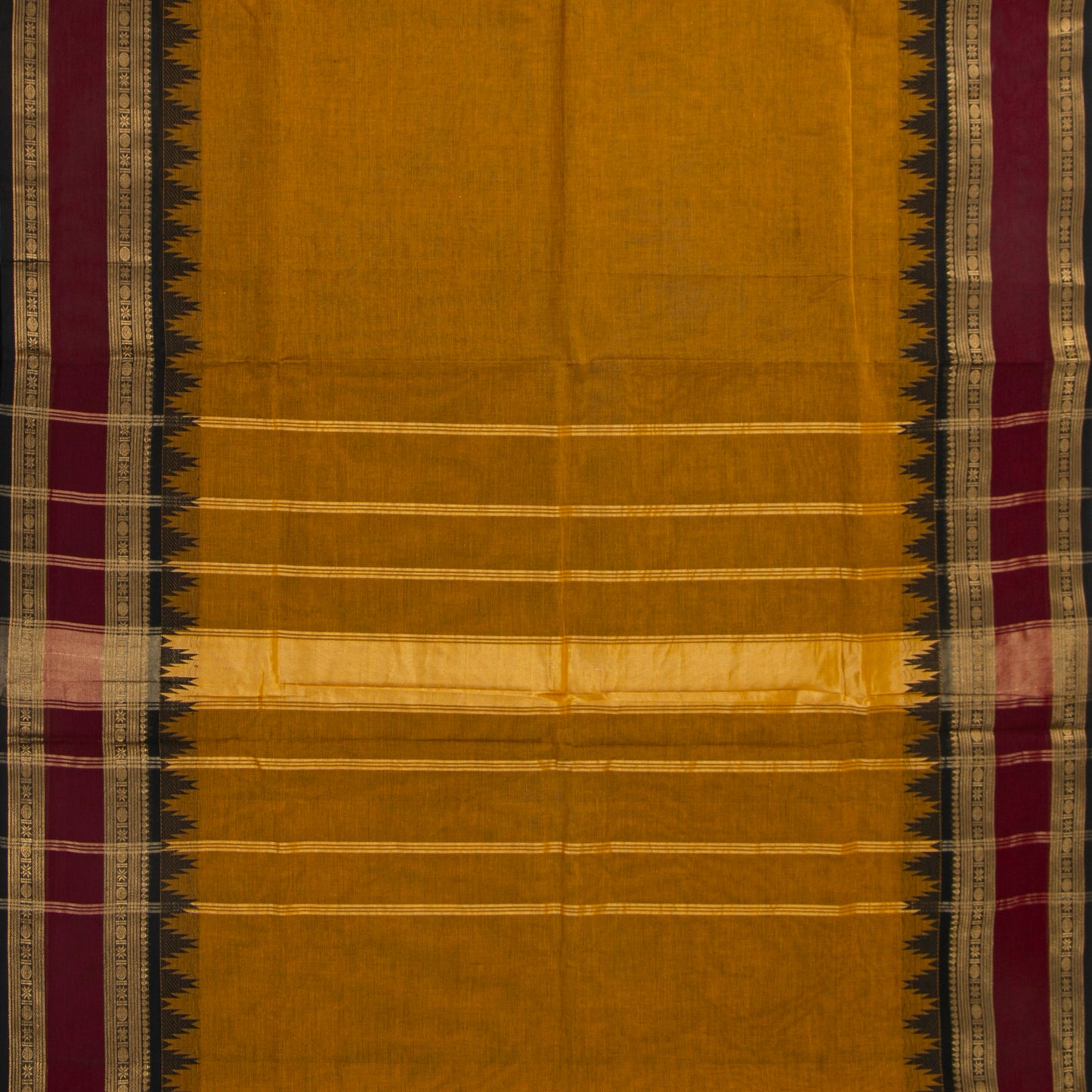 Mustard And Maroon Kanchi Cotton Saree For Festive Wear PV MM KC 370