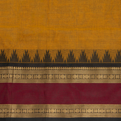 Mustard And Maroon Kanchi Cotton Saree For Festive Wear PV MM KC 370