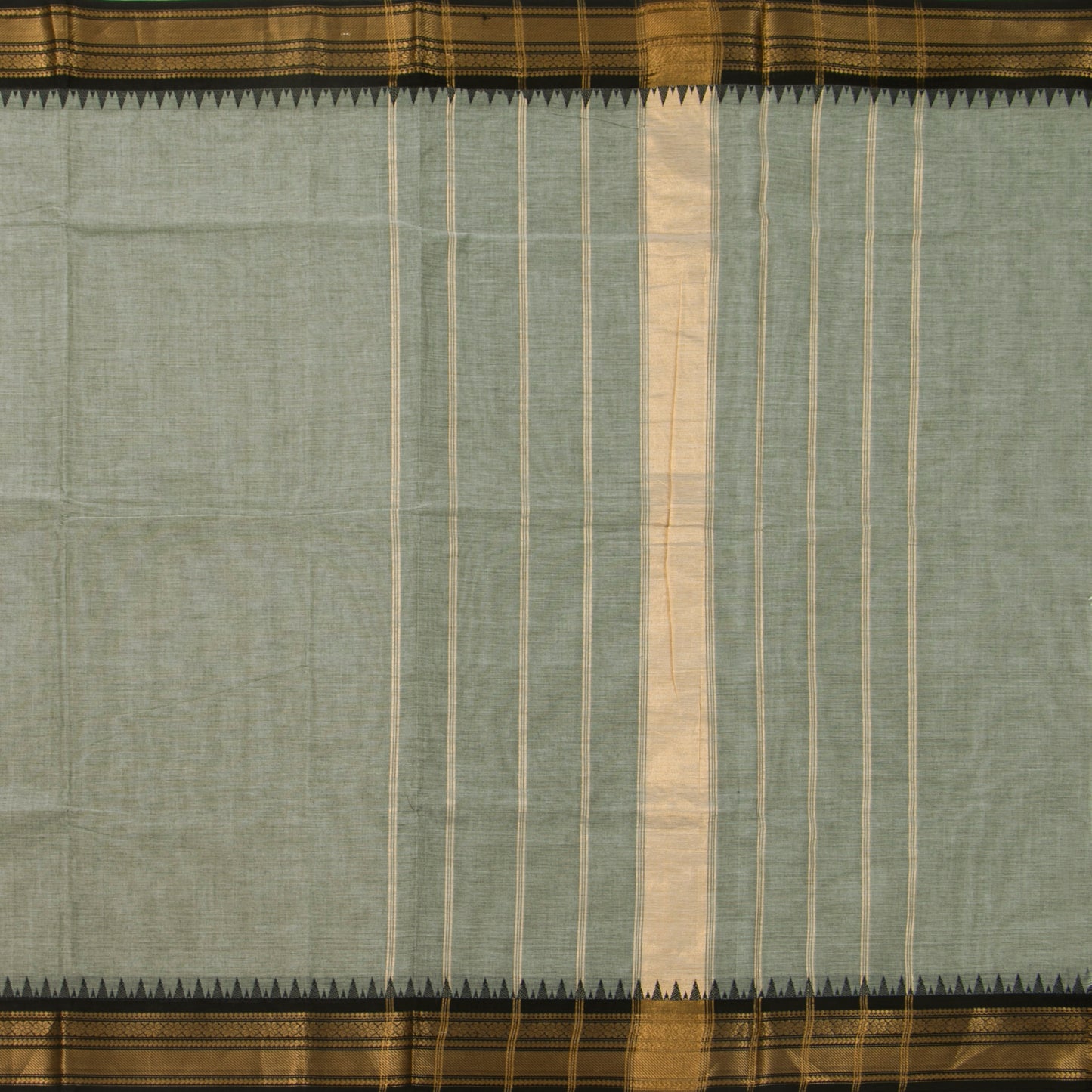 Grey And Black Kanchi Cotton Saree For Office Wear PV MM KC 331