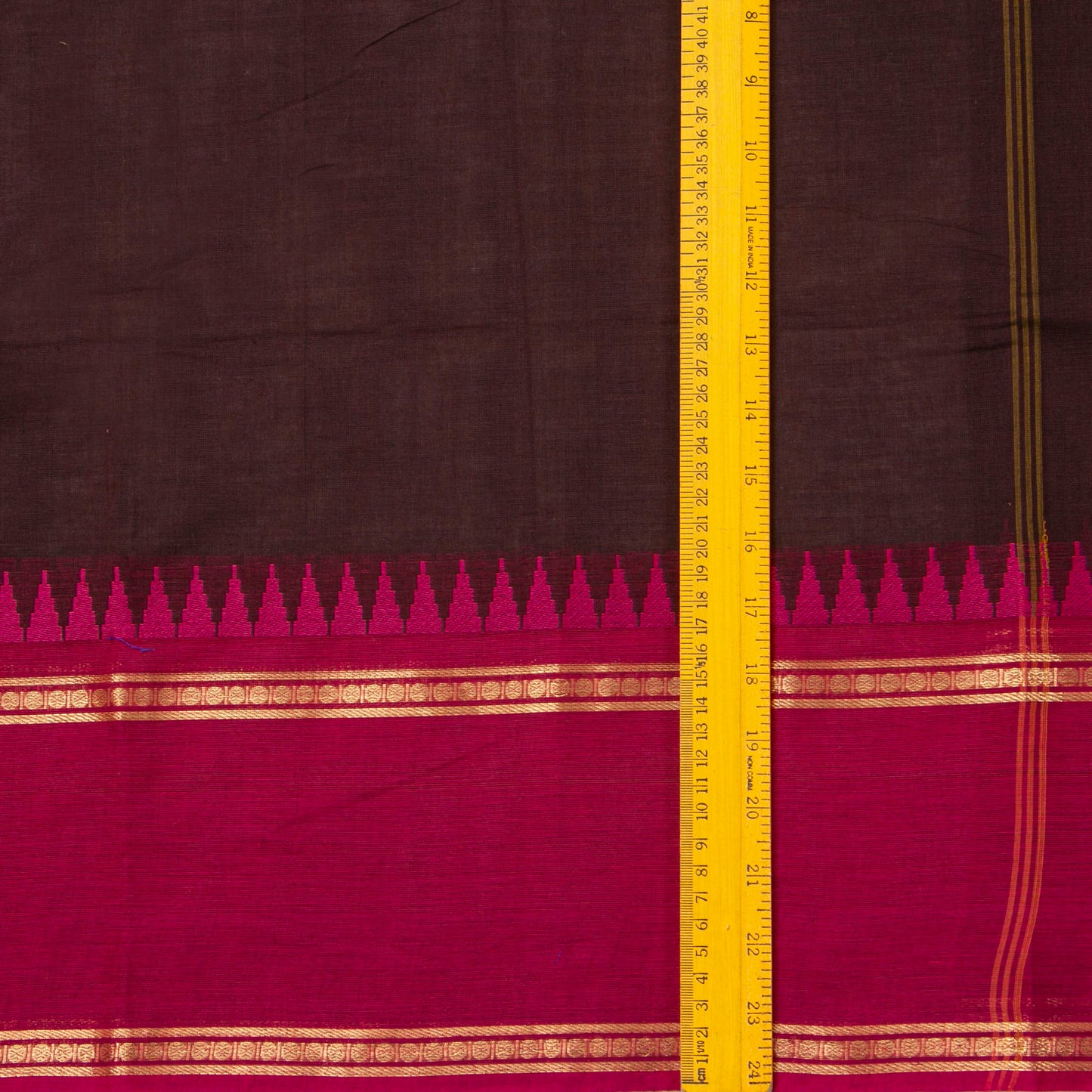 Brown Kanchi Cotton Saree Ganga Jamuna Border For Festive Wear PV MM KC 735 - Cotton Saree - Panjavarnam PV MM KC 735