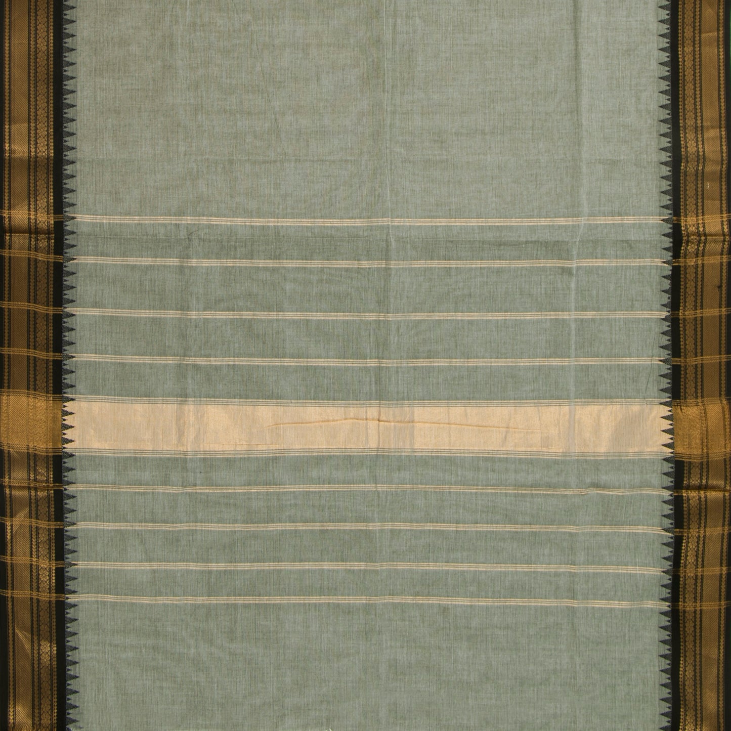 Grey And Black Kanchi Cotton Saree For Office Wear PV MM KC 331
