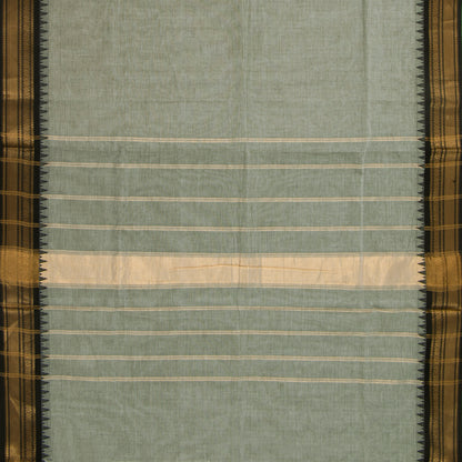 Grey And Black Kanchi Cotton Saree For Office Wear PV MM KC 331