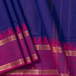 Blue And Magenta Kanchi Cotton Saree PV MM KC 267