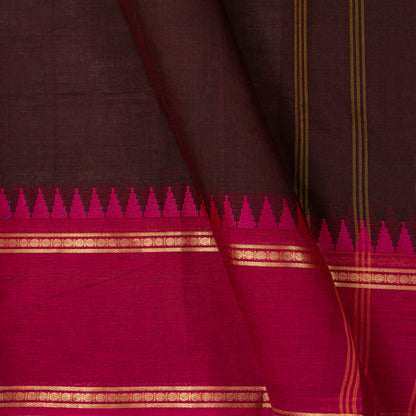 Brown Kanchi Cotton Saree Ganga Jamuna Border For Festive Wear PV MM KC 735 - Cotton Saree - Panjavarnam PV MM KC 735