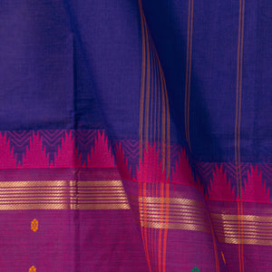 Blue And Magenta Kanchi Cotton Saree PV MM KC 267