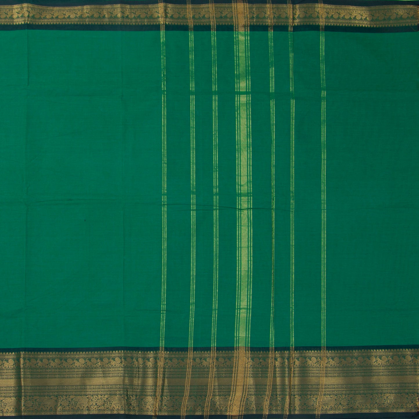Green And Teal Kanchi Cotton Saree For Office Wear PV MM KC 355