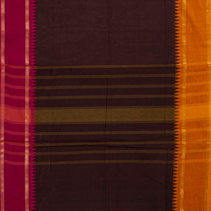Brown Kanchi Cotton Saree Ganga Jamuna Border For Festive Wear PV MM KC 735 - Cotton Saree - Panjavarnam PV MM KC 735
