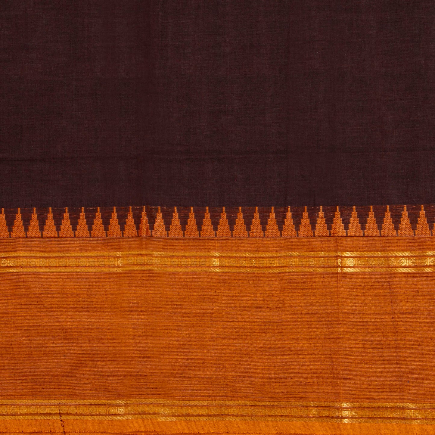 Brown Kanchi Cotton Saree Ganga Jamuna Border For Festive Wear PV MM KC 735 - Cotton Saree - Panjavarnam PV MM KC 735