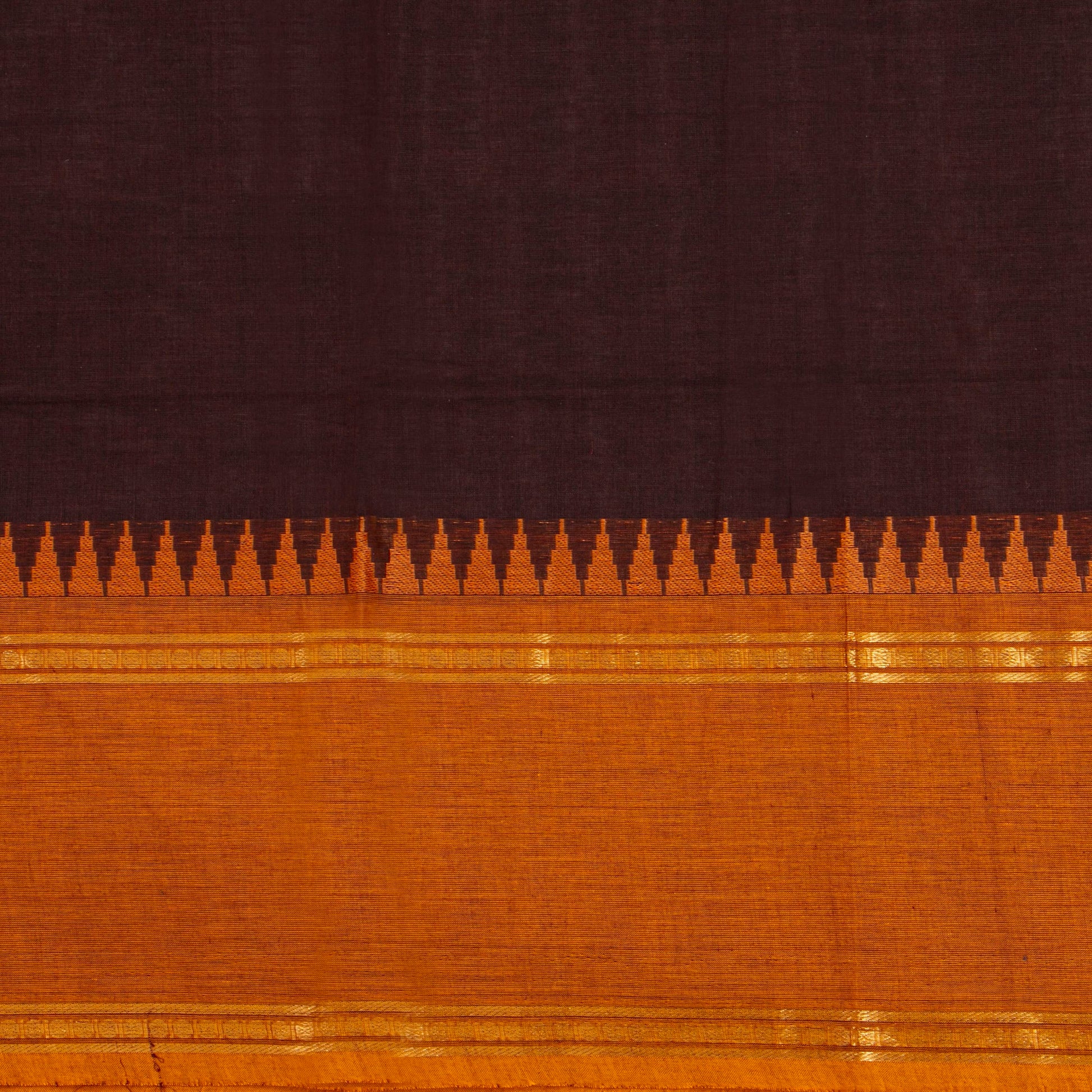 Brown Kanchi Cotton Saree Ganga Jamuna Border For Festive Wear PV MM KC 735 - Cotton Saree - Panjavarnam PV MM KC 735