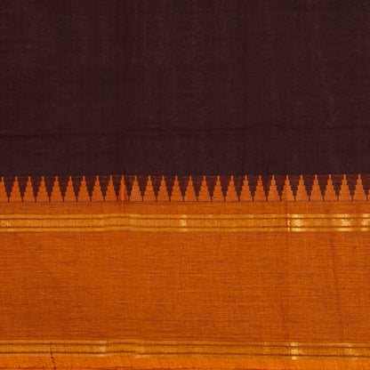 Brown Kanchi Cotton Saree Ganga Jamuna Border For Festive Wear PV MM KC 735 - Cotton Saree - Panjavarnam PV MM KC 735