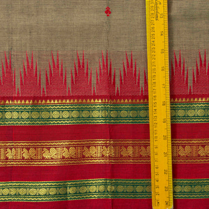 Beige And Red Kanchi Cotton Saree PV MM KC 195