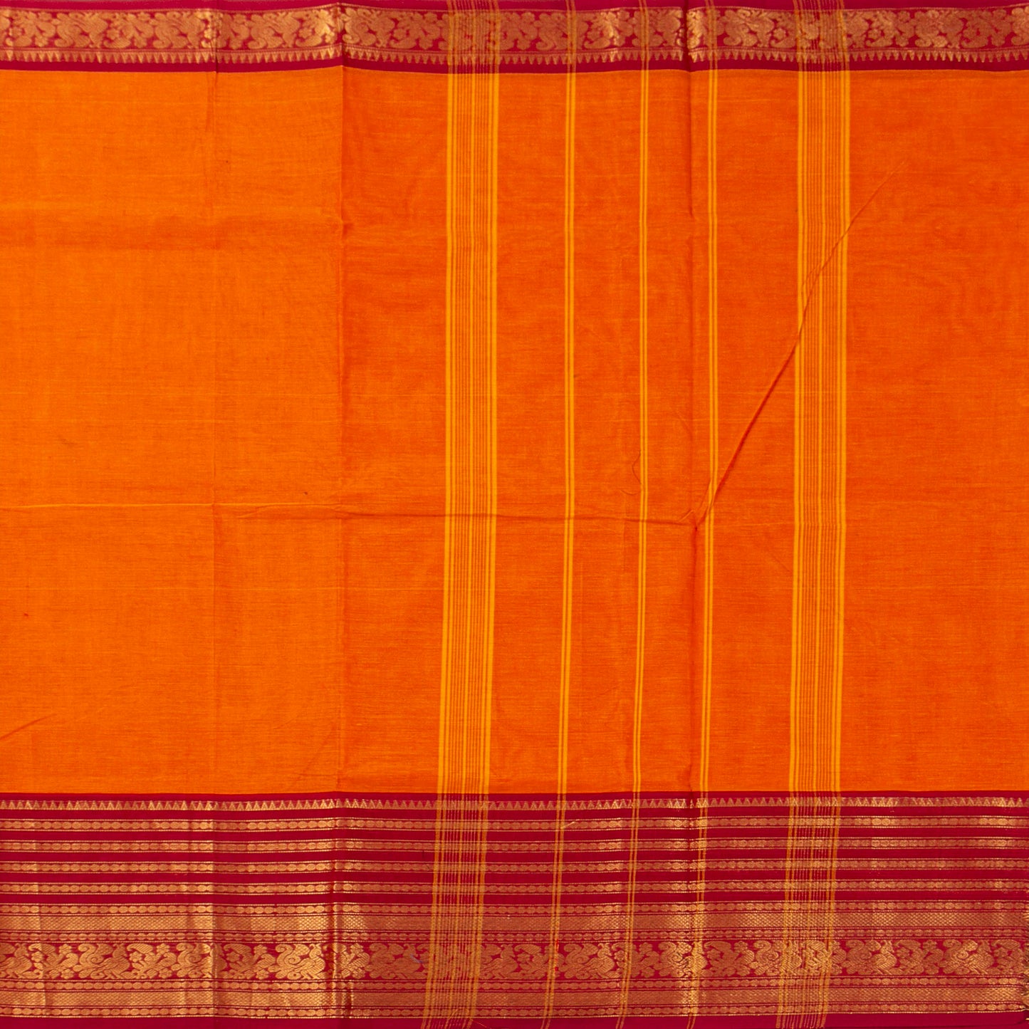 Yellow And Red Kanchi Cotton Saree For Festive Wear PV MM KC 719 - Cotton Saree - Panjavarnam PV MM KC 719